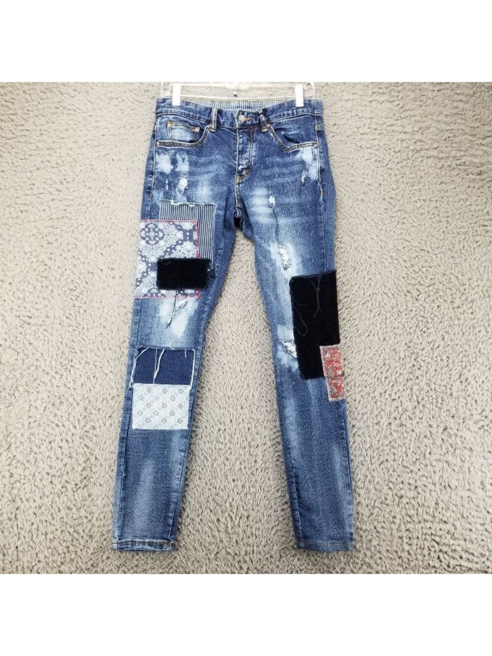 Dope Jeans Mens 28x32 Blue Blood Sweat & Tears Upcycled Button Fly Skinny